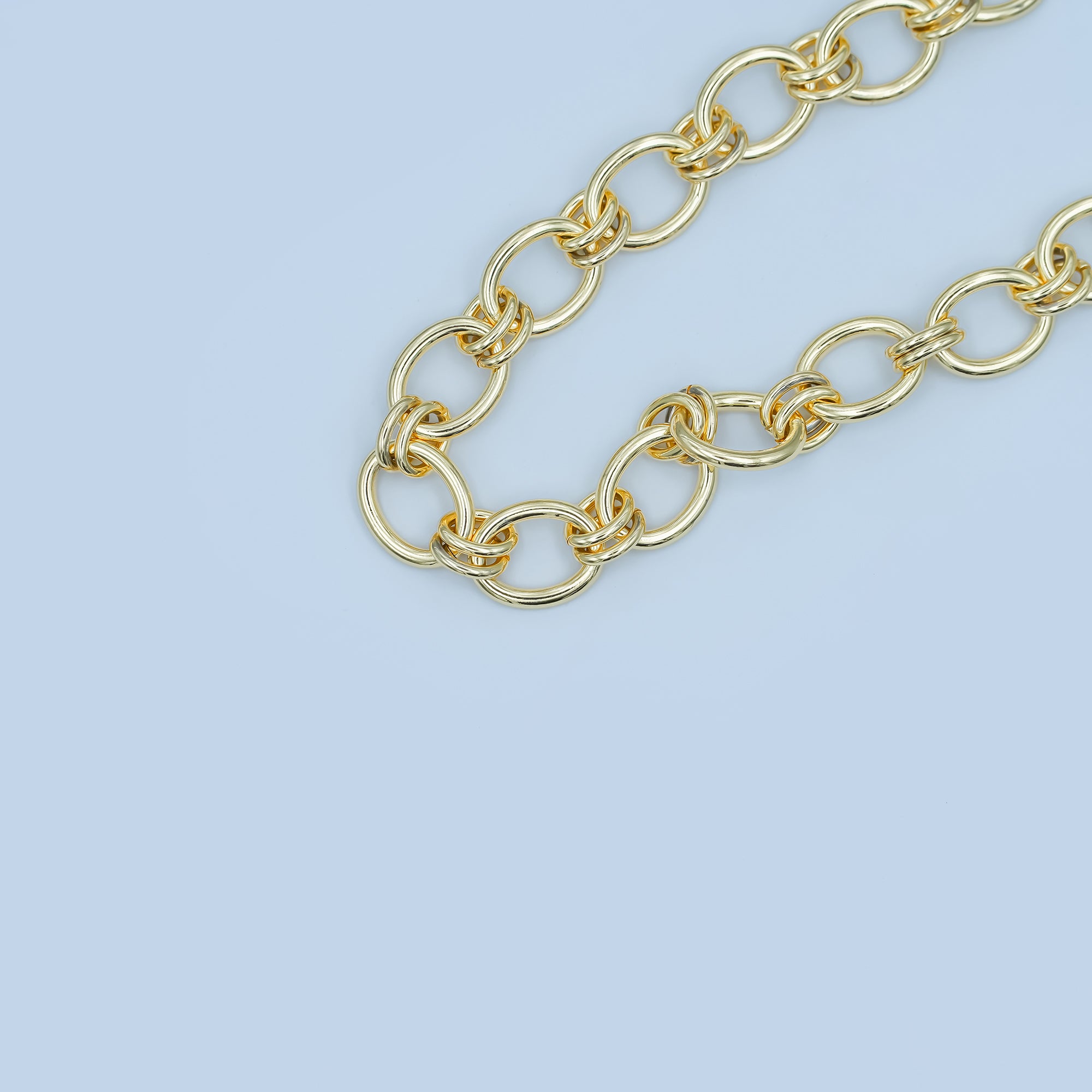 24K Gold Plated Gold Chunky Oval Cable Chain by Yard, 10.4X12.6mm, Bold ROLO Cable Chain, Fancy Statement Chain, Wholesale Bulk Chain | ROLL-468 Clearance Pricing