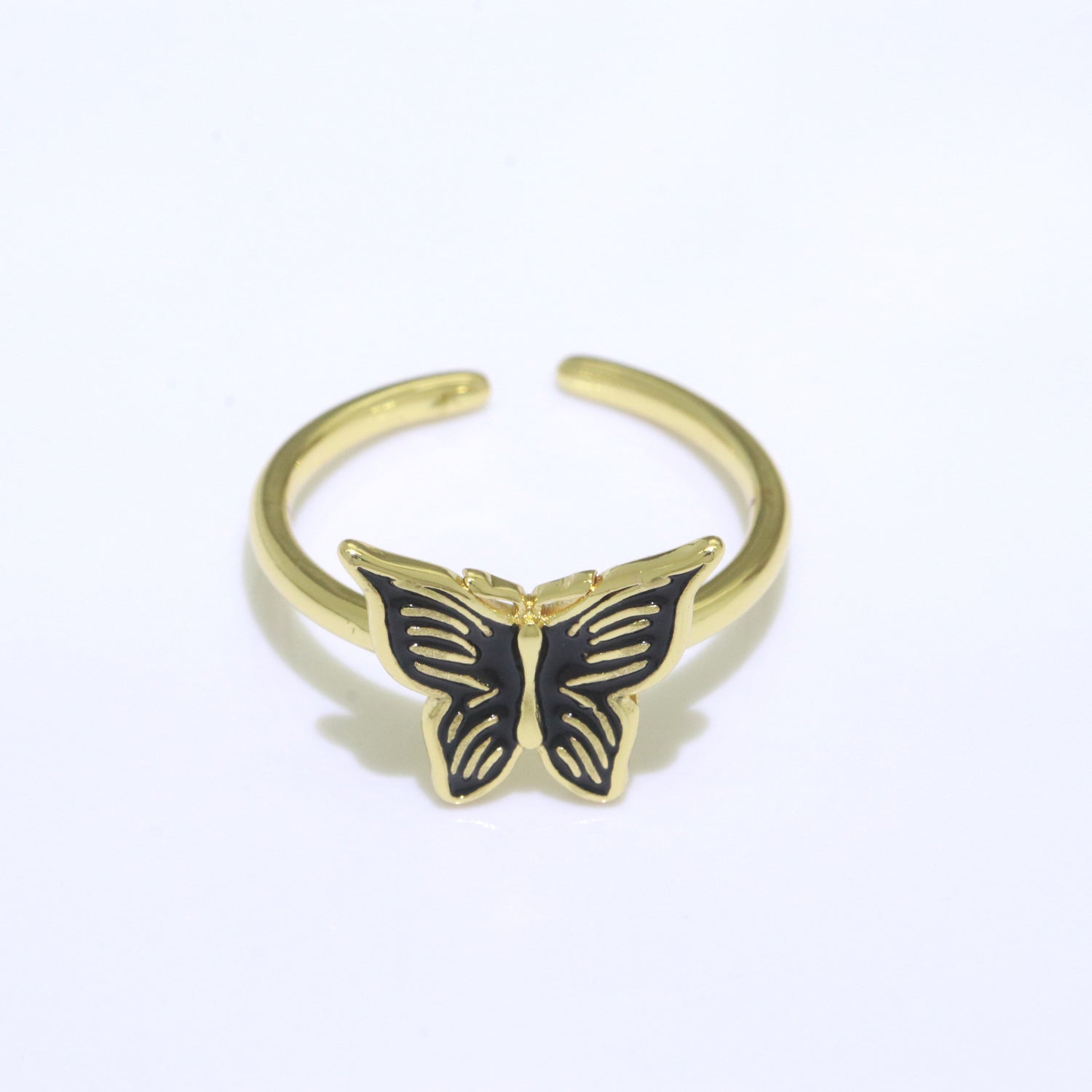 24K Gold Filled Black, Blue, Red, Green, Orange, Pink, Purple, Teal, White, Yellow Enamel Mariposa Ring | S085 - S094