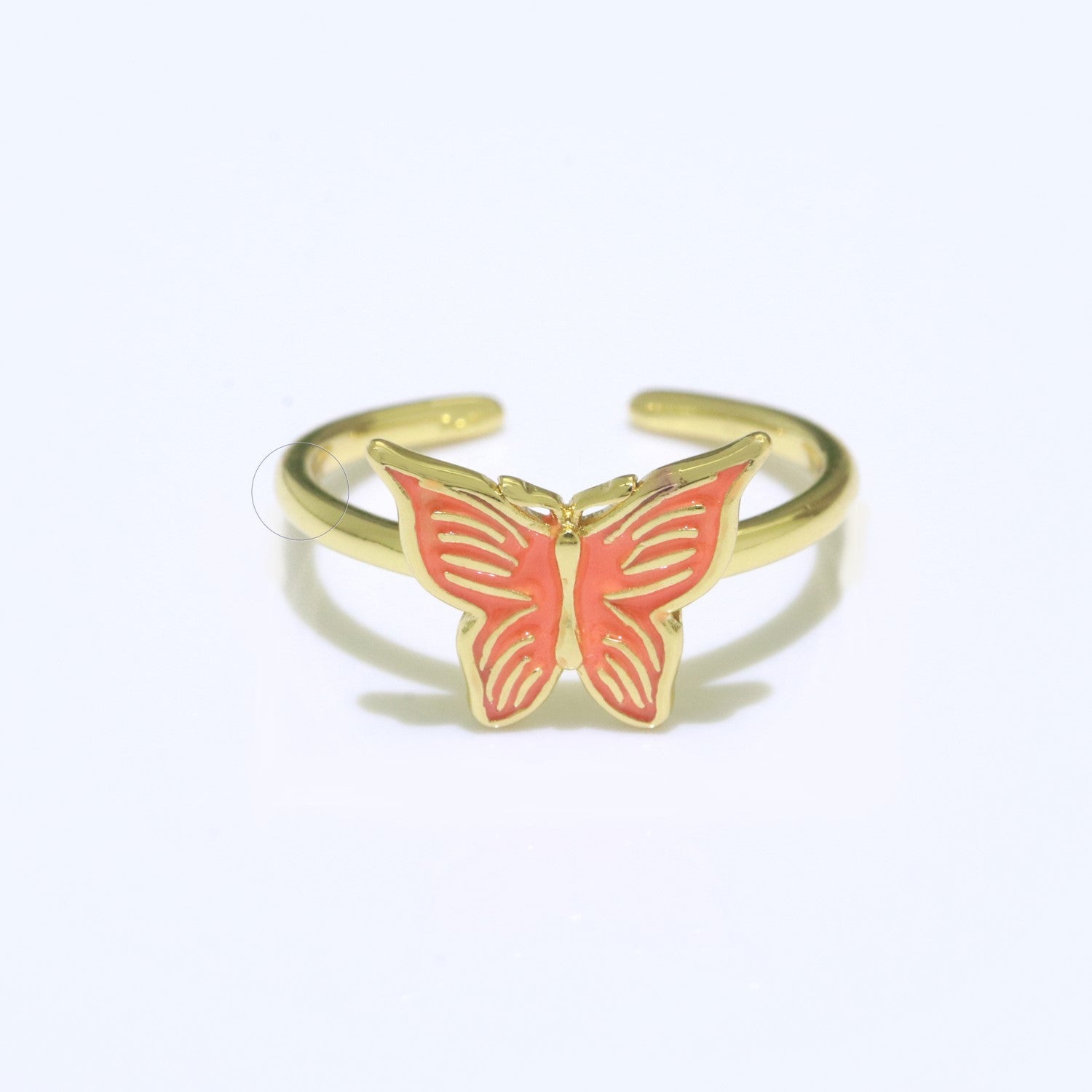24K Gold Filled Black, Blue, Red, Green, Orange, Pink, Purple, Teal, White, Yellow Enamel Mariposa Ring | S085 - S094