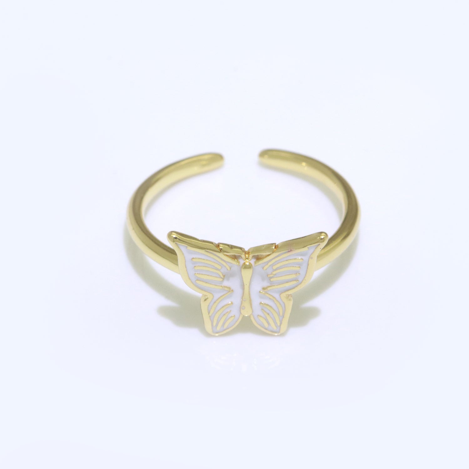 24K Gold Filled Black, Blue, Red, Green, Orange, Pink, Purple, Teal, White, Yellow Enamel Mariposa Ring | S085 - S094