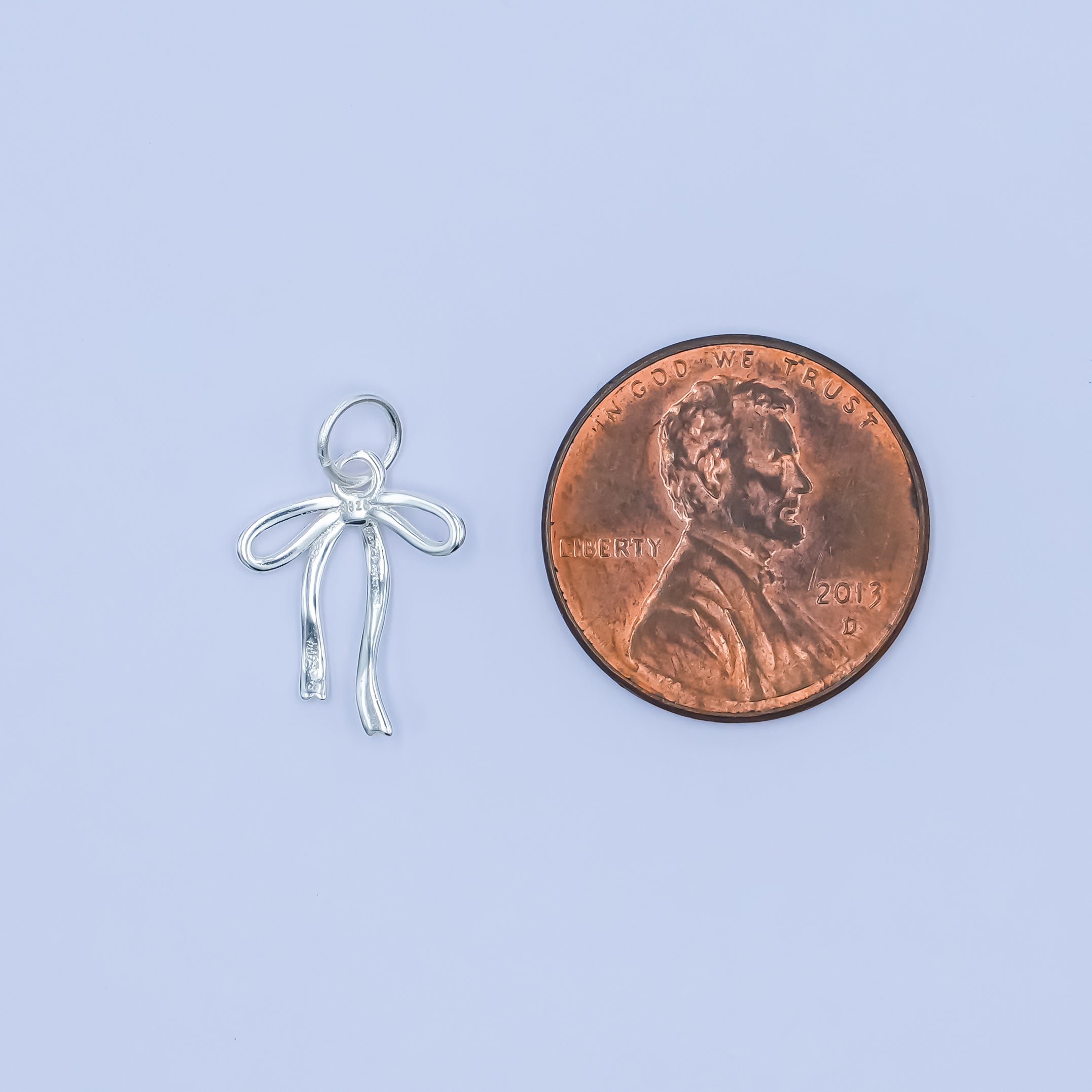 S925 Sterling Silver Ribbon Bow Charm in Gold & Silver | SL-643