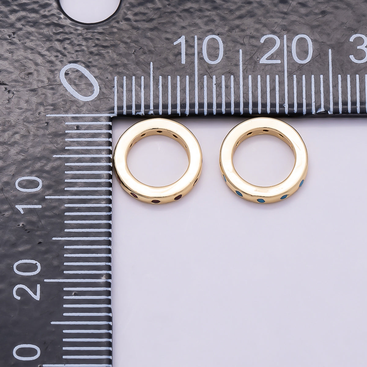 16K Gold Filled 10mm Birthstone CZ Dotted Spacer Beads | Beads-00339 ~ Beads-00338