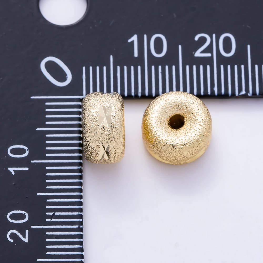 16K Gold Filled 10mm Diamond-Cut Star Engraved Donut Rondelle Spacer Bead | Beads-00582