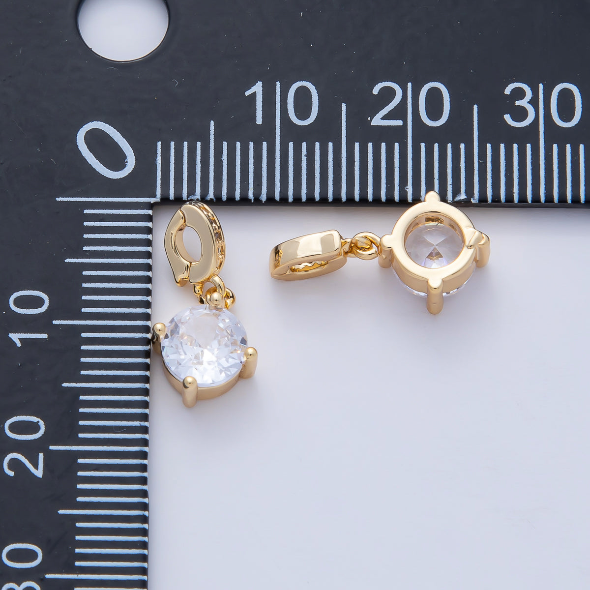 18K Gold Filled 10.3mm Clear Round CZ Micro Paved CZ Bail Pendant | AF1203
