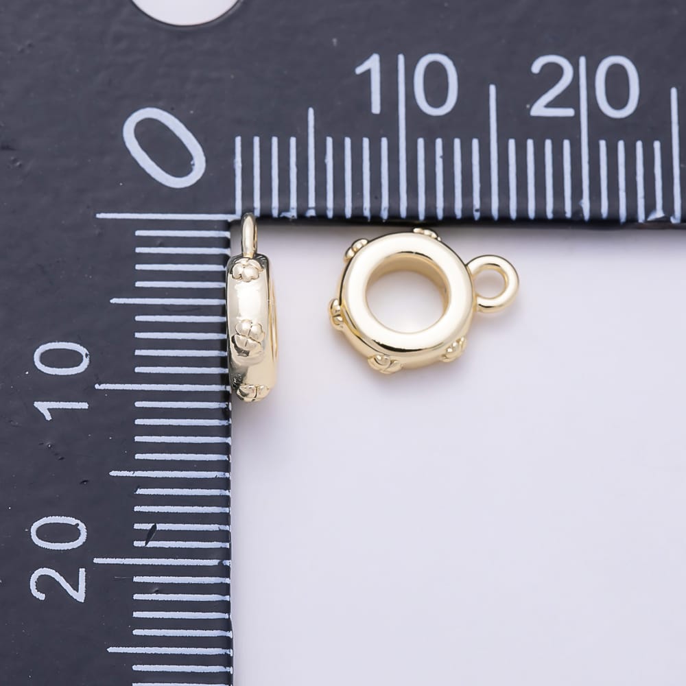 16K Gold Filled 10.5mm Minimalist Lucky Clover Rondelle Bail Findings in Gold & Silver | Findings-00656 Findings-00657