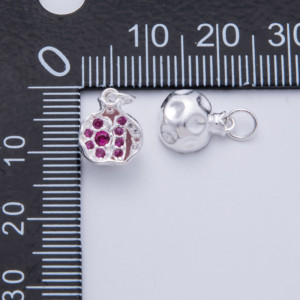 S925 Sterling Silver 11mm Micro Paved CZ Pomegranate Charm | SL-710