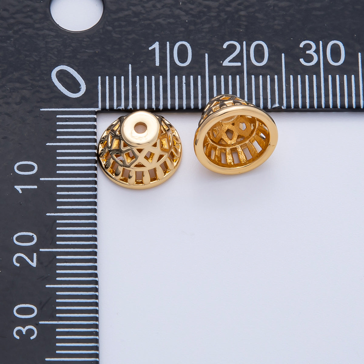 18K Gold 11mm Geometric Filigree Cap Bead | Z1665