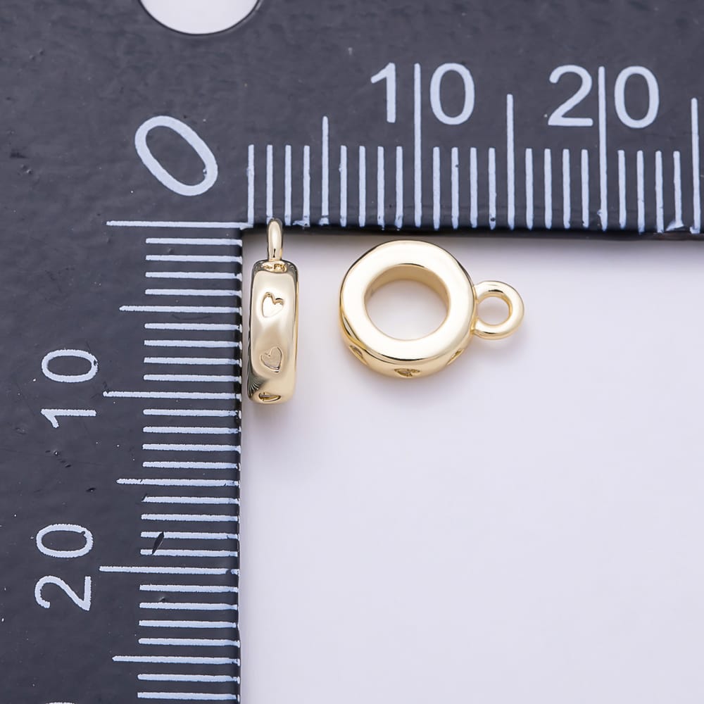 16K Gold Filled 10mm Heart Minimalist Rondelle Drop Bail Findings in Gold & Silver | Findings-00670 Findings-00671