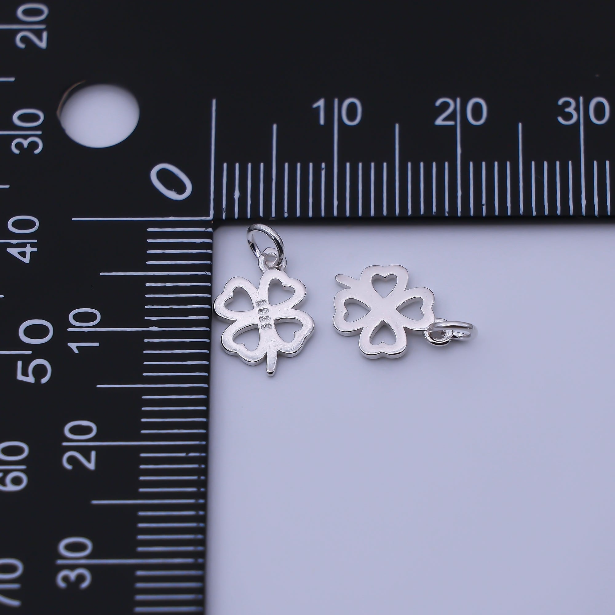 S925 Sterling Silver 11mm Minimalist Clover Flower Charm | SL-701
