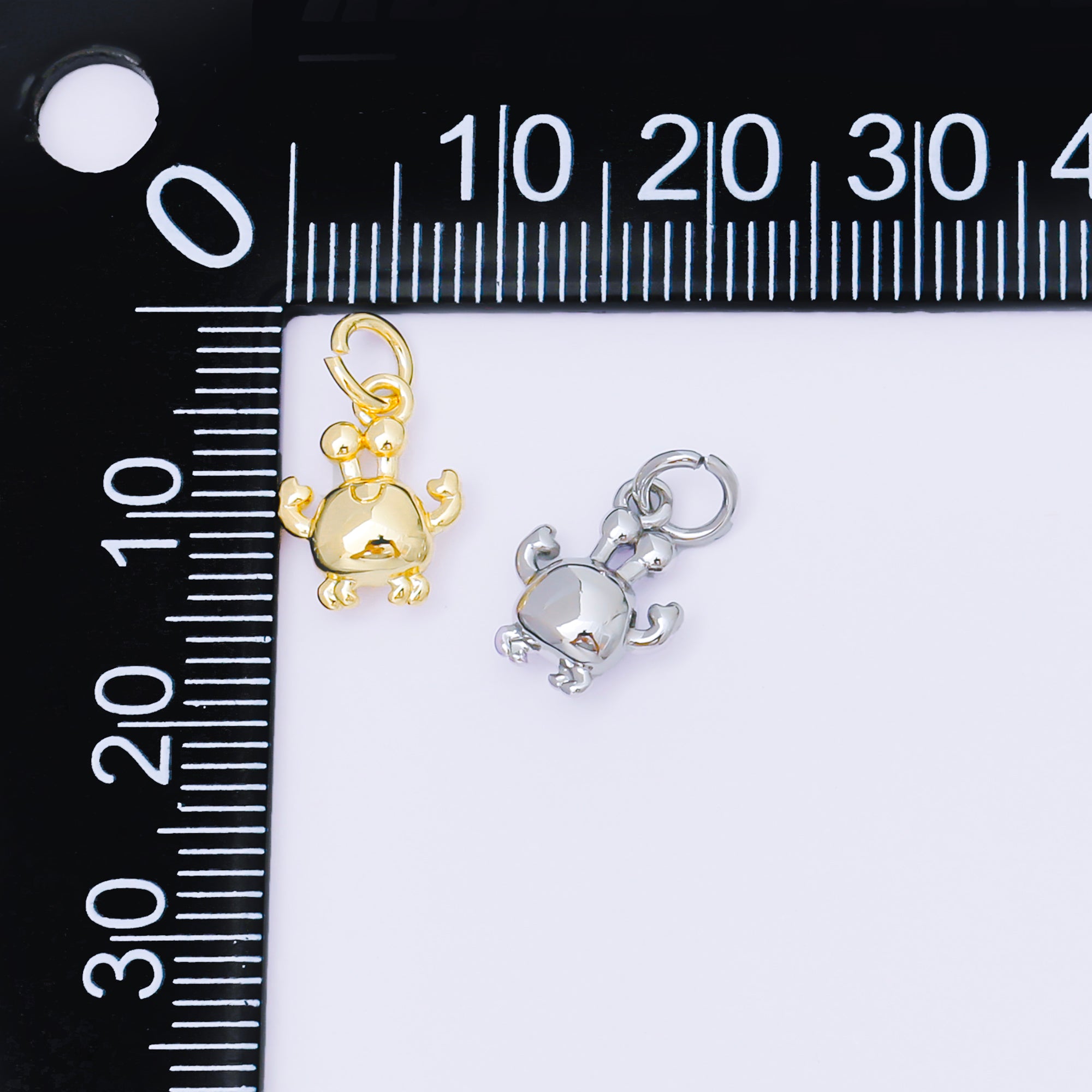 24K Gold Filled 11mm Sea Crab 3D Multidimensional Charm in Gold & Silver | AF1256