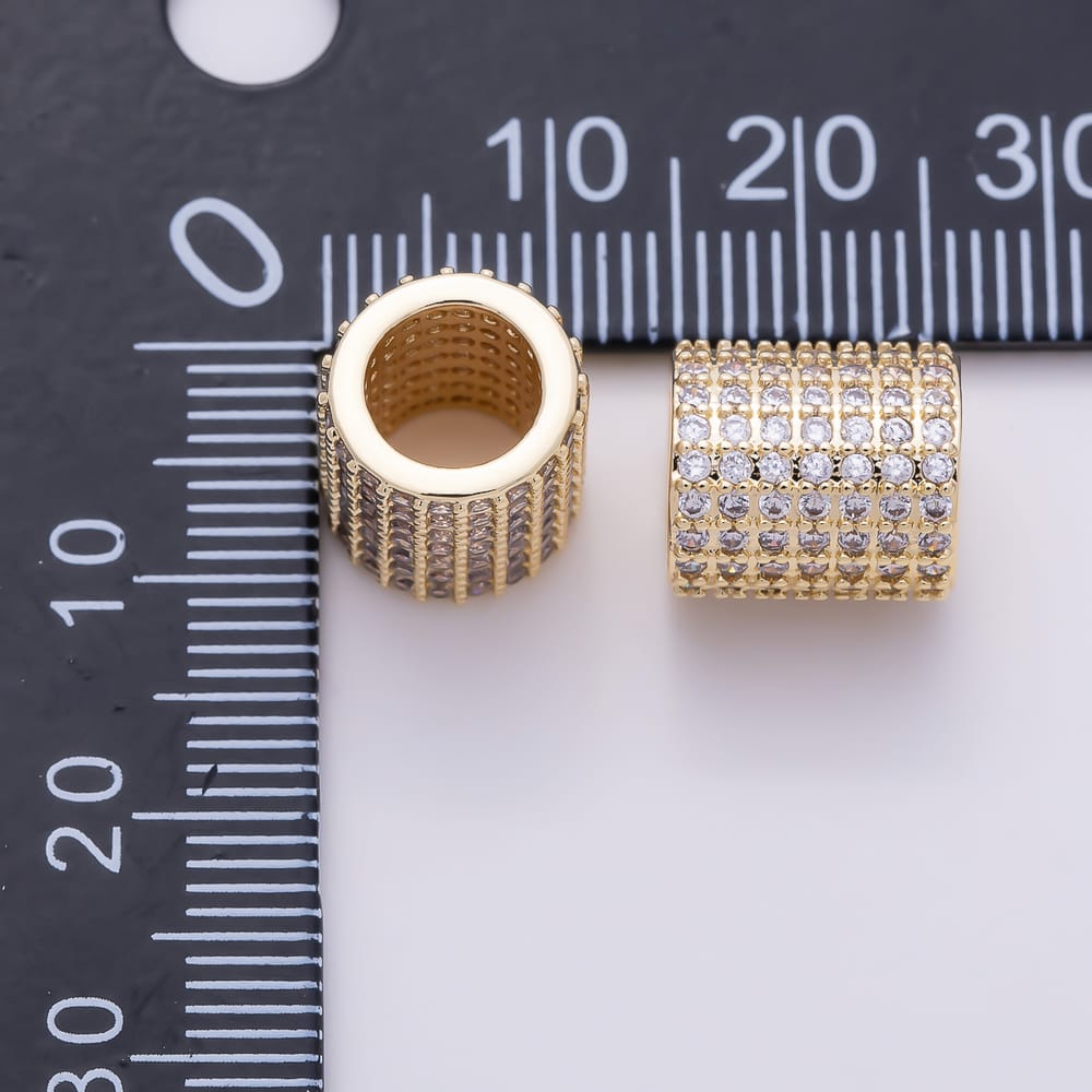 16K Gold Filled 10.5mm Micro Paved CZ Wide Eternity Band Bead | Beads-00615