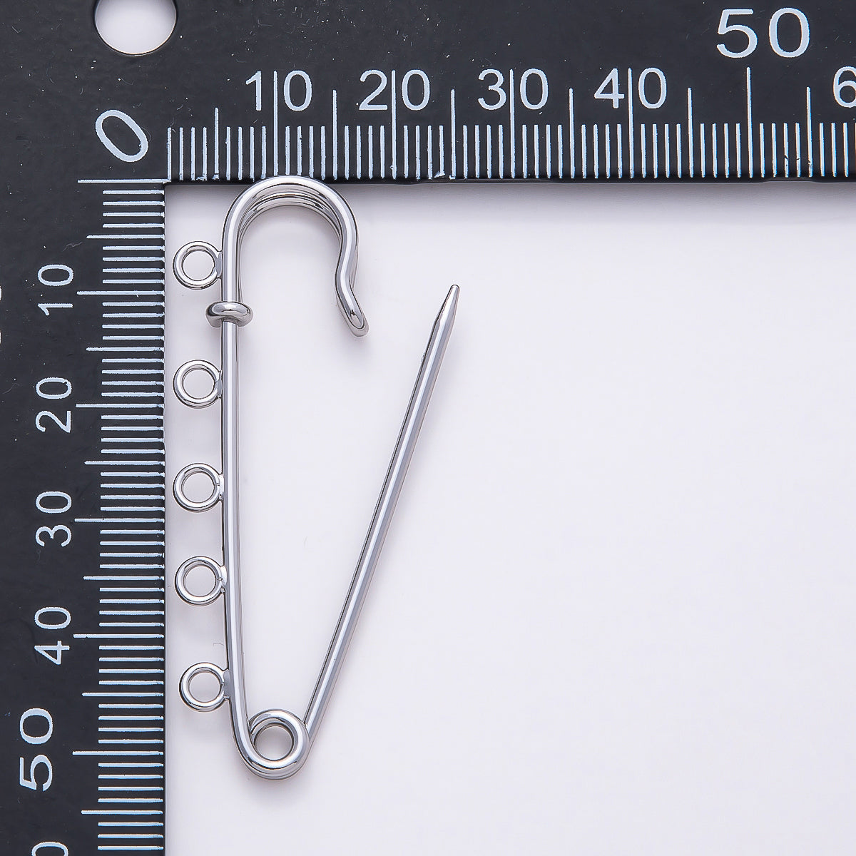 Rhodium Plated 11mm Minimalist Five Loops Safety Pin | Findings-00165