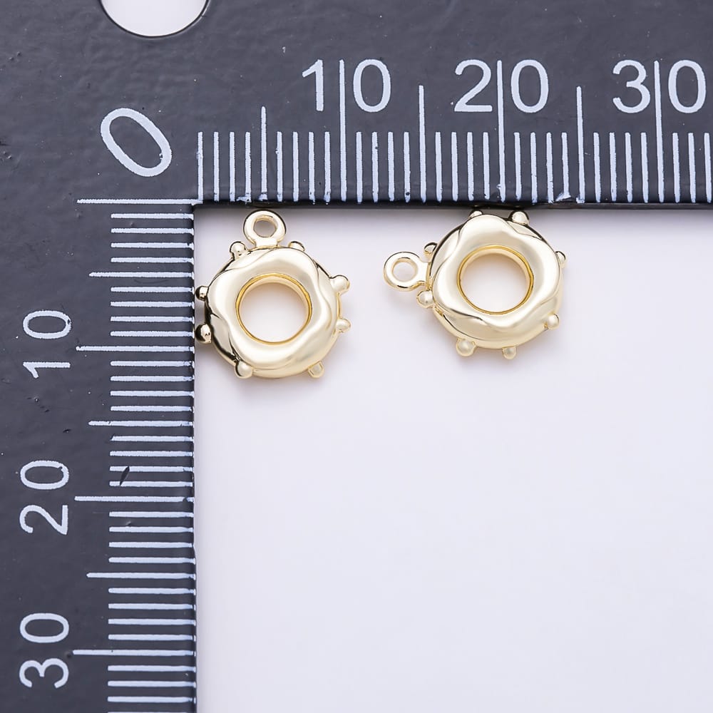16K Gold Filled 11mm Molten Dotted Minimalist Drop Rondelle Bail Findings in Gold & Silver | Findings-00654 Findings-00655