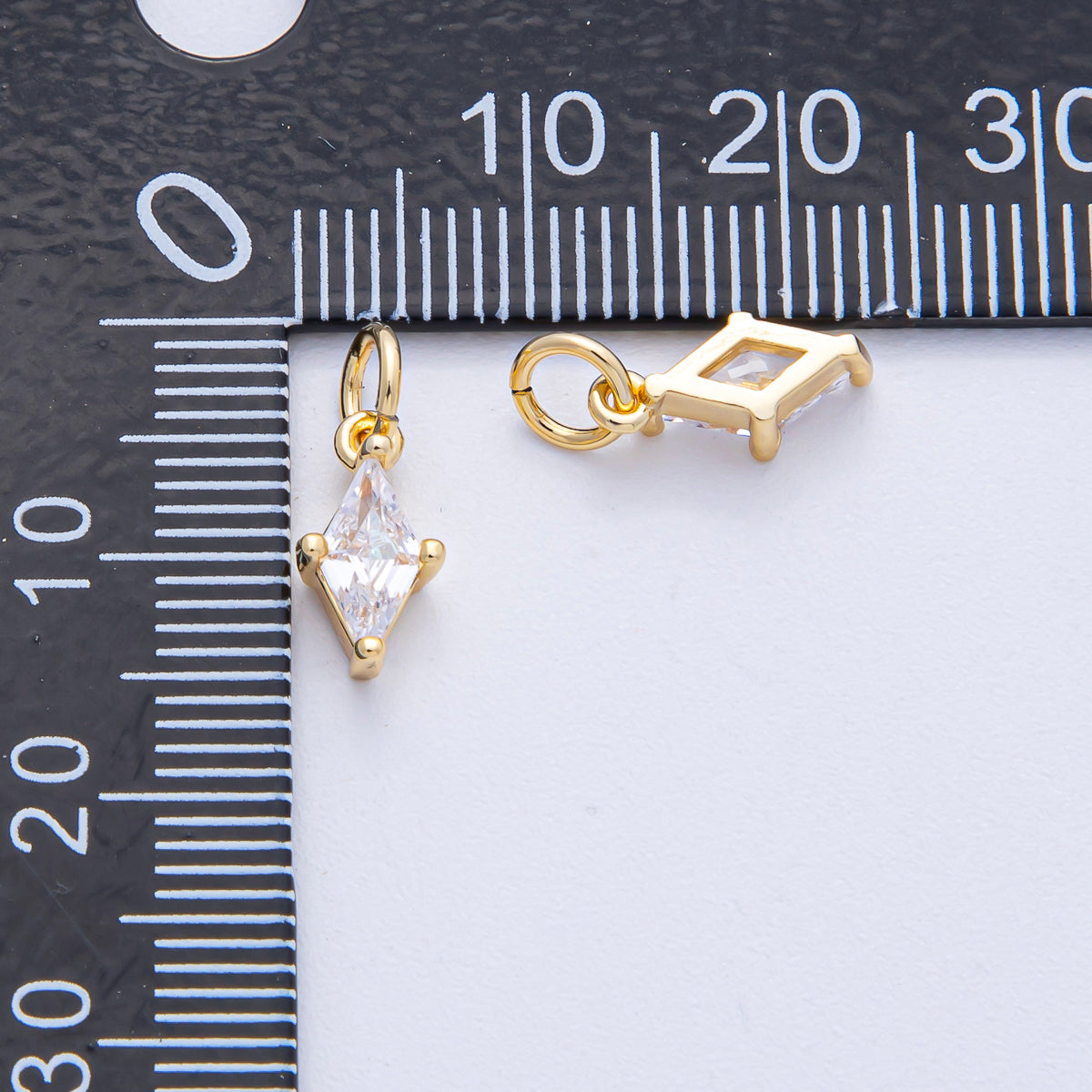 18K Gold Filled 11.5mm Clear CZ Navette Mini Charm | AK042