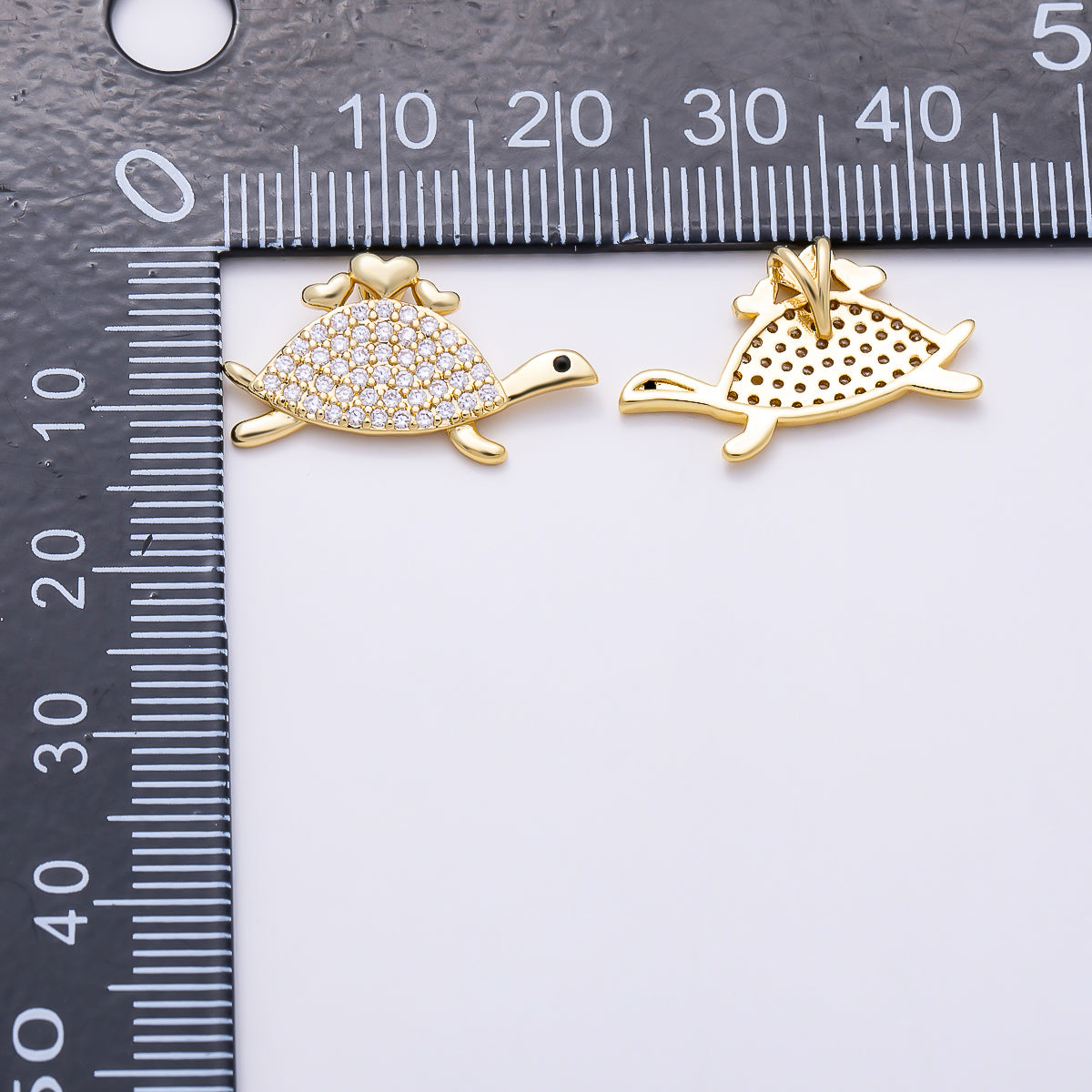 16K Gold Filled 21mm Micro Paved CZ Turtle Sea Animal Pendant | Charms-01509