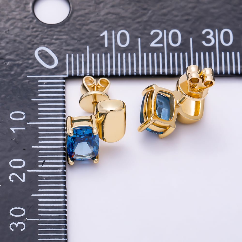 16K Gold Filled 16mm Rectangle Colorful Radiant Cut CZ Solitaire Stud Earrings| Earrings-00899 - Earrings-