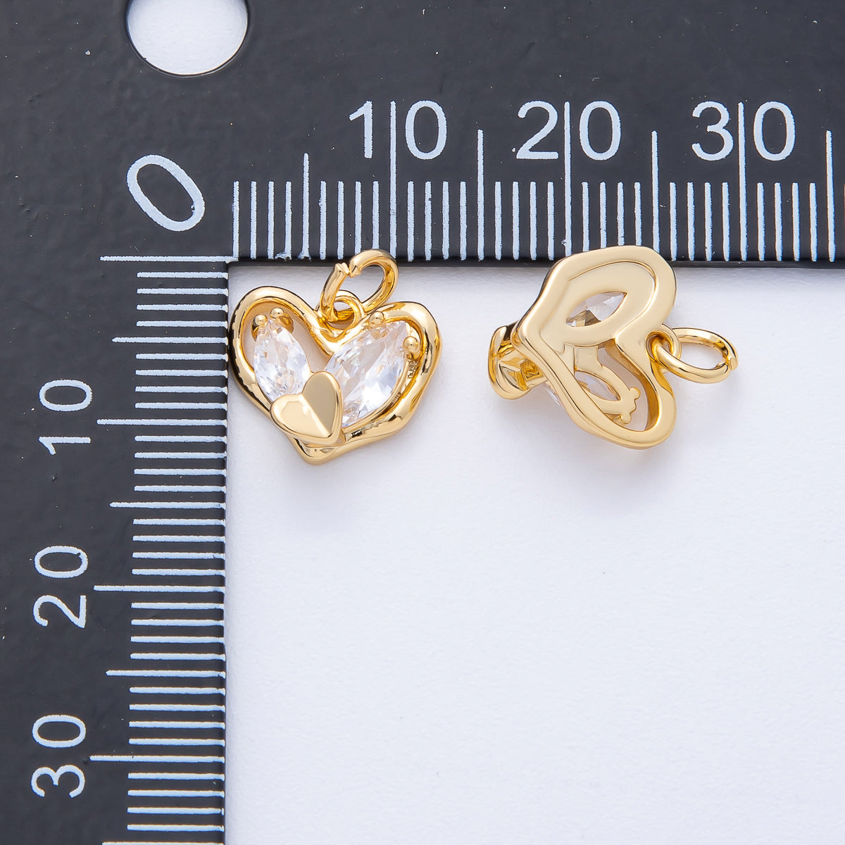 18K Gold Filled 12mm Clear Marquise CZ Molten Heart Charm | AK167