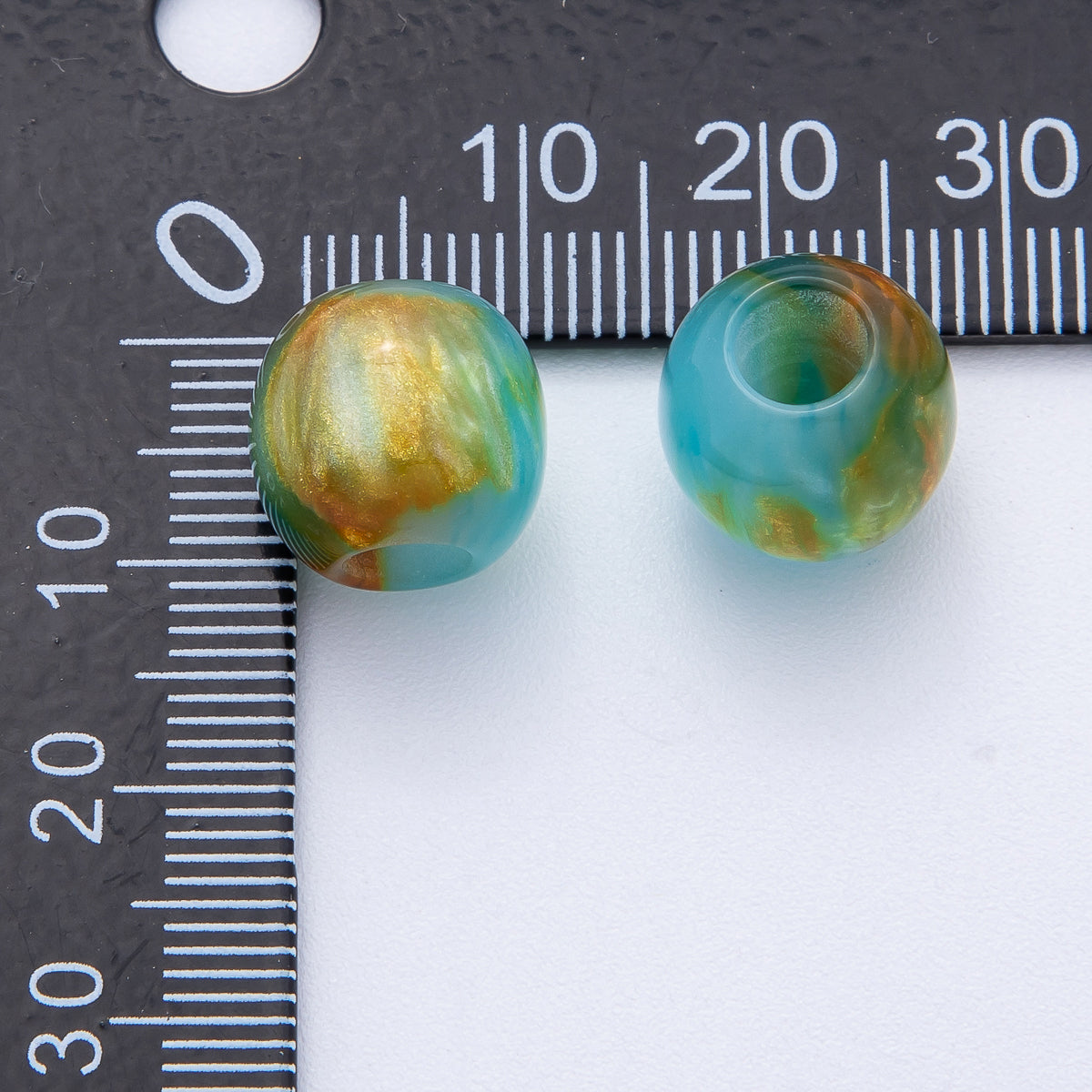 10 pcs 12mm Green, Red, Blue, Grey Multicolor Glitter Resin Round Bead Set | B606 B607
