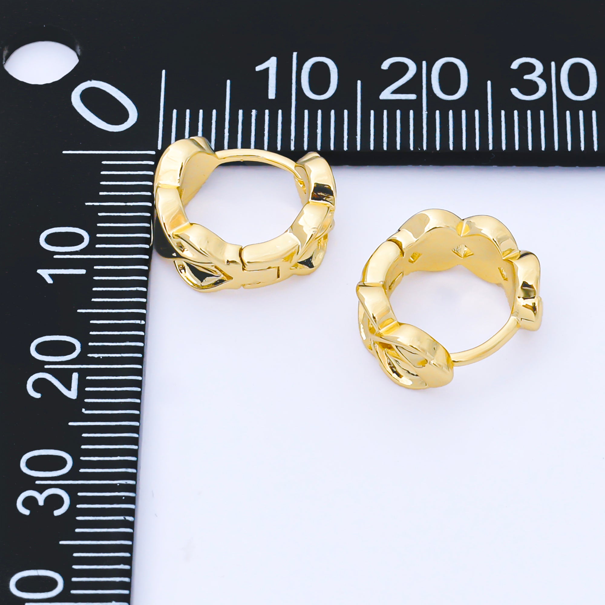 24K Gold Filled 12mm Molten Heart Leaf Flower Huggie Earrings in Gold & Silver | AB1618 AB1617