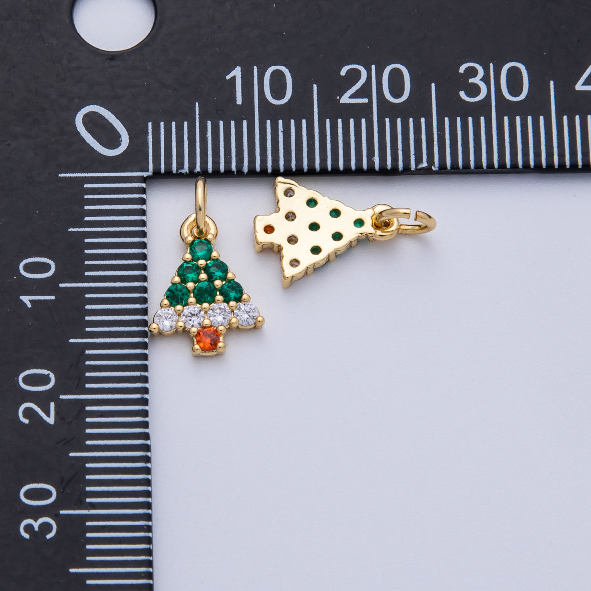 14K Gold Filled 12.5mm Multicolor Micro Paved CZ Christmas Tree Charm | Charms-00059