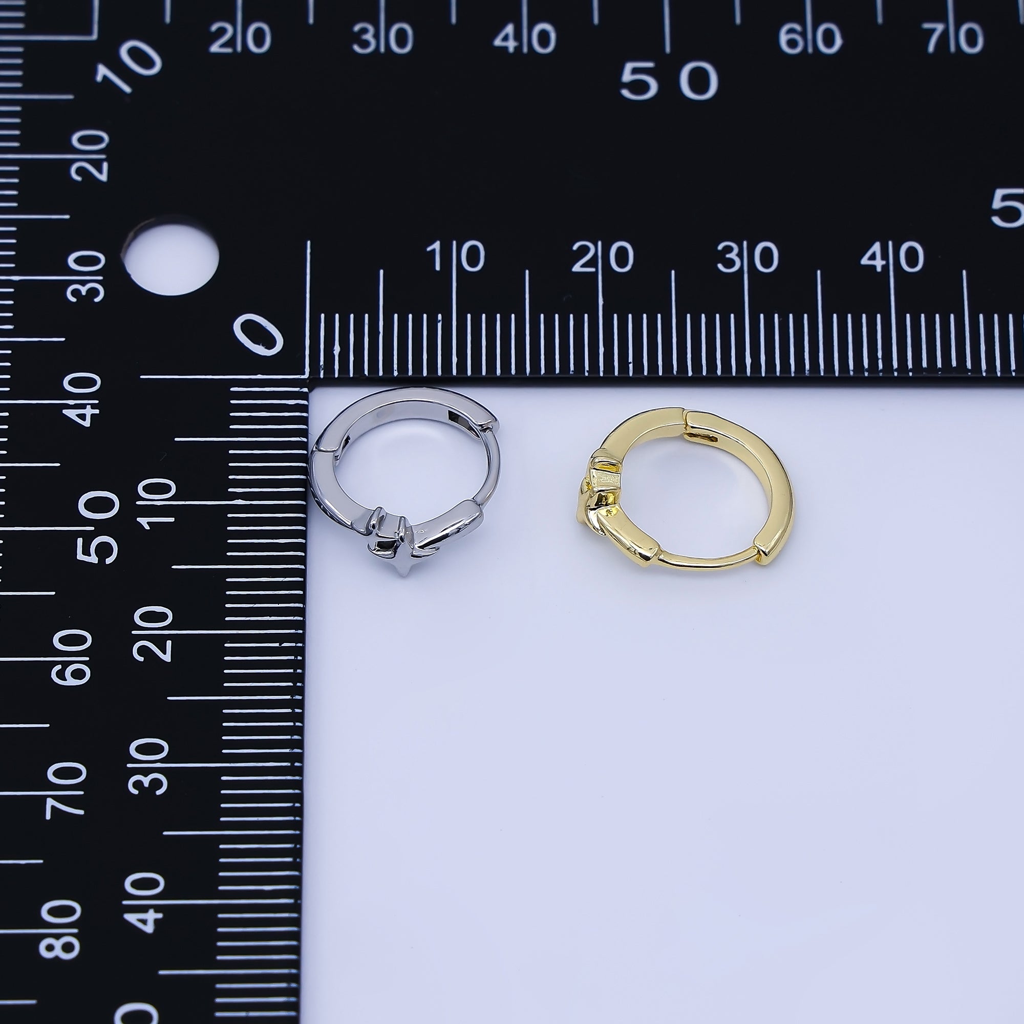 24K Gold Filled 13mm Celestial Star Huggie Earrings in Gold & Silver | AB1660 AB1661