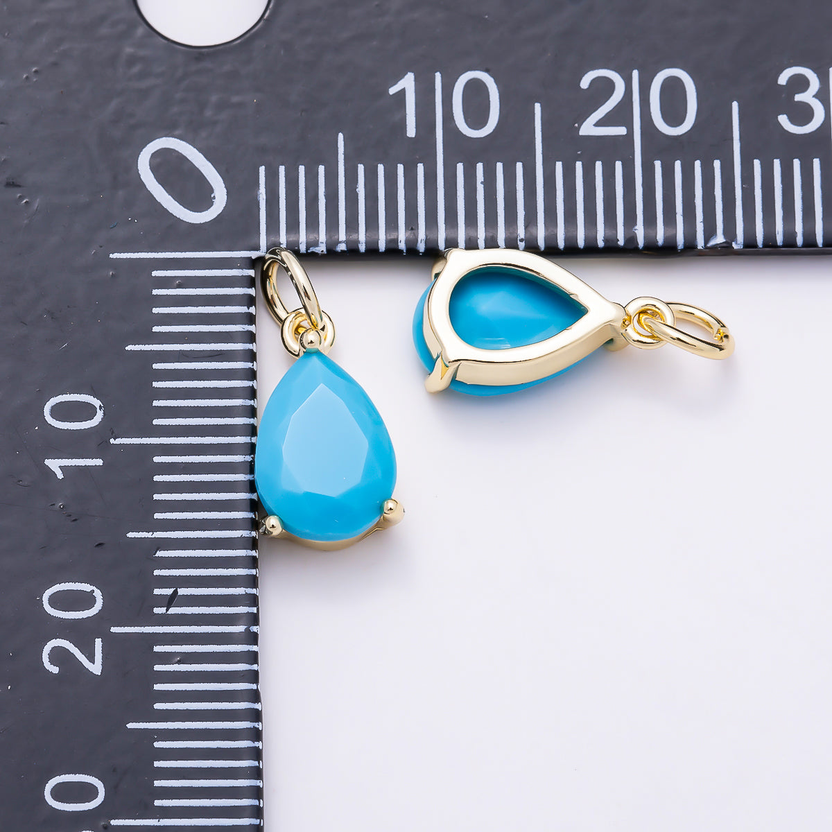 16K Gold Filled 13mm Turquoise Gemstone Solitaire Teardrop Charm in Gold & Silver | Charms-02054 Charms-02055