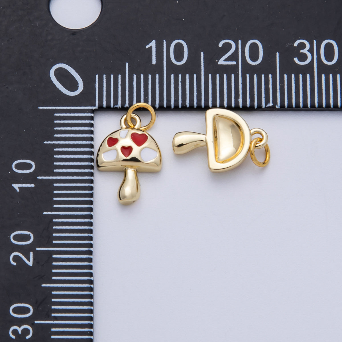 16K Gold Filled 13mm Red, Brown Enamel Mushroom Charm | Charms-00168 Charms-00169