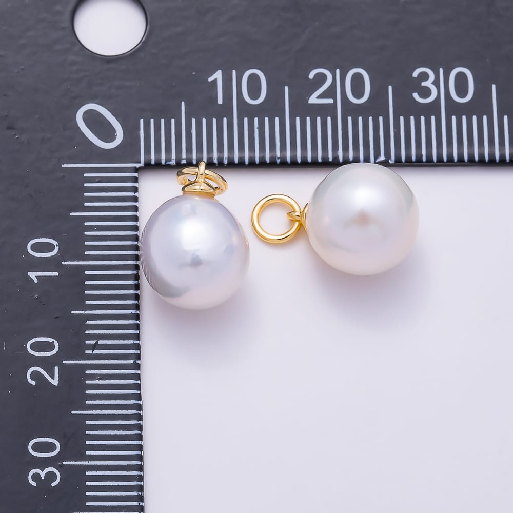 18K Gold Filled 13mm White Round Freshwater Pearl Charm | Charms-02223