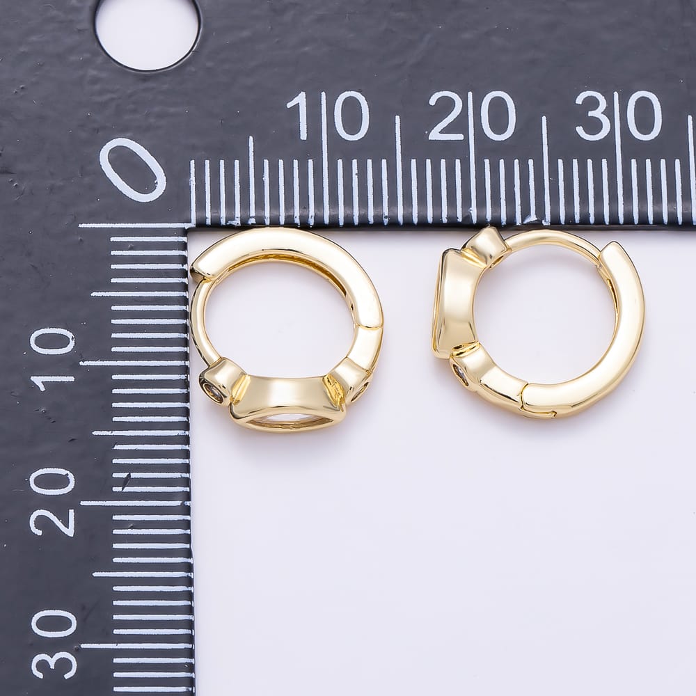 Dainty 16K Gold Filled 13mm Marquise CZ Huggie Hoop Earrings Gold & Silver | Earrings-01082