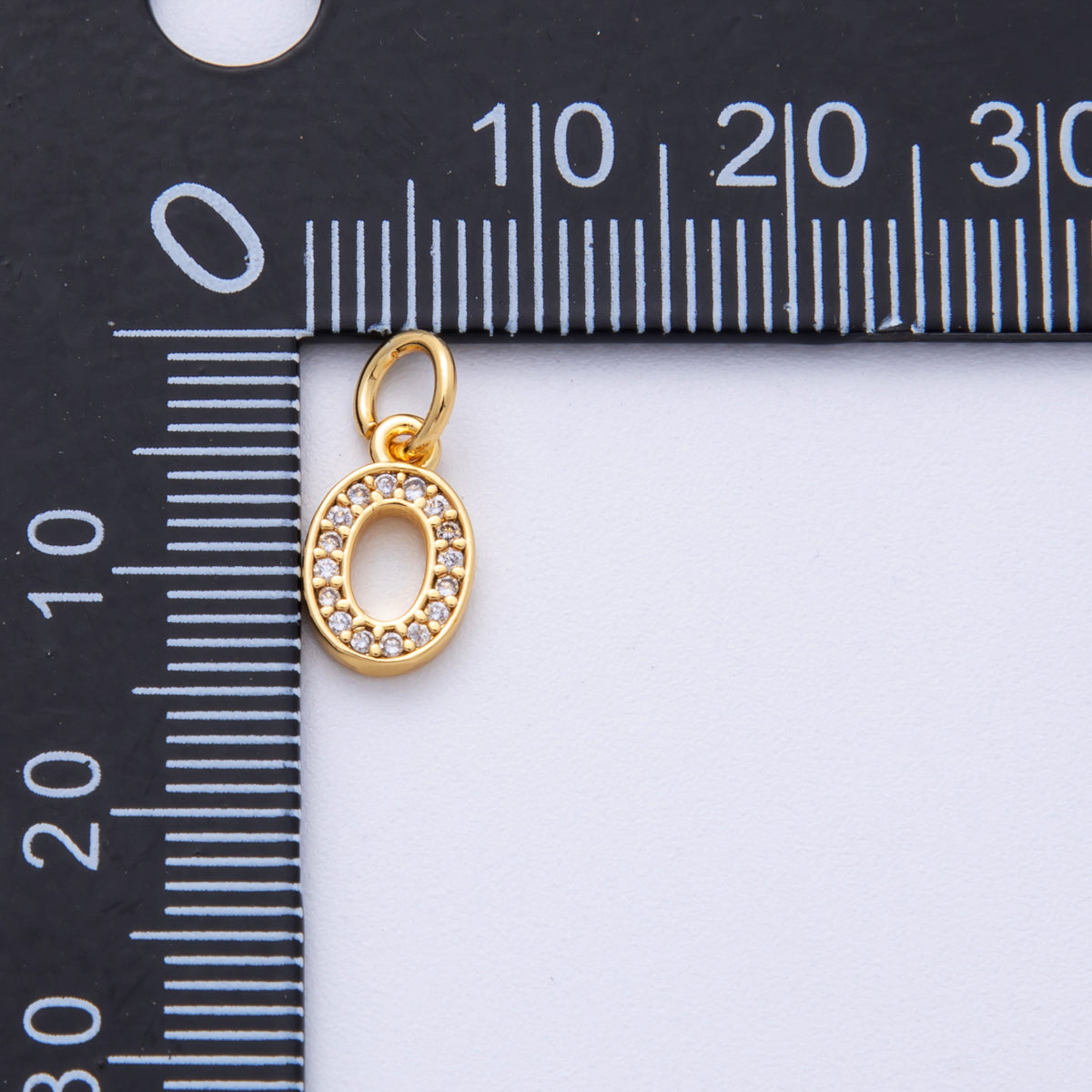 14K Gold Filled 14mm Number 0-9 Clear Micro Paved CZ Charm | N1025 - N1034