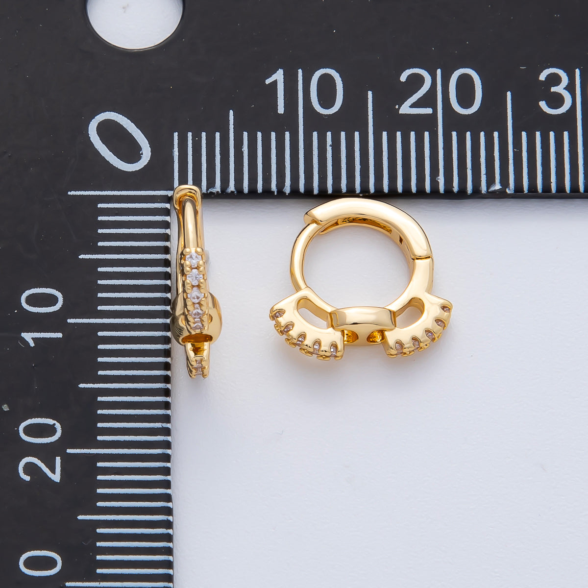 18K Gold Filled 13mm Micro Paved CZ Anchor Link Cartilage Huggie Earrings | AD1617