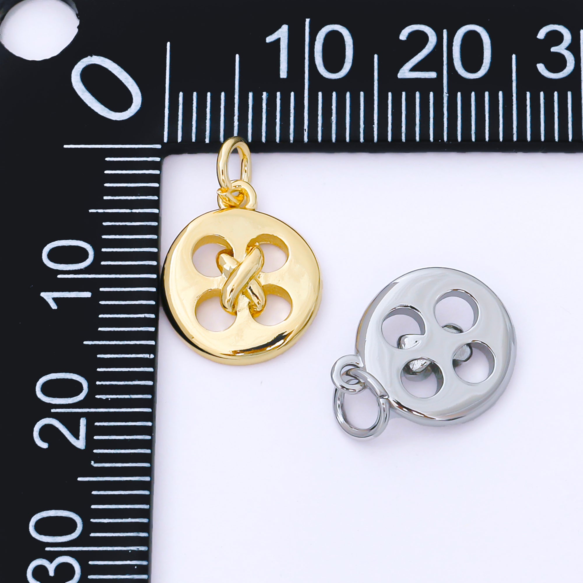 24K Gold Filled 11mm Clothes Buttons Round Charm in Gold & Silver | AF1549