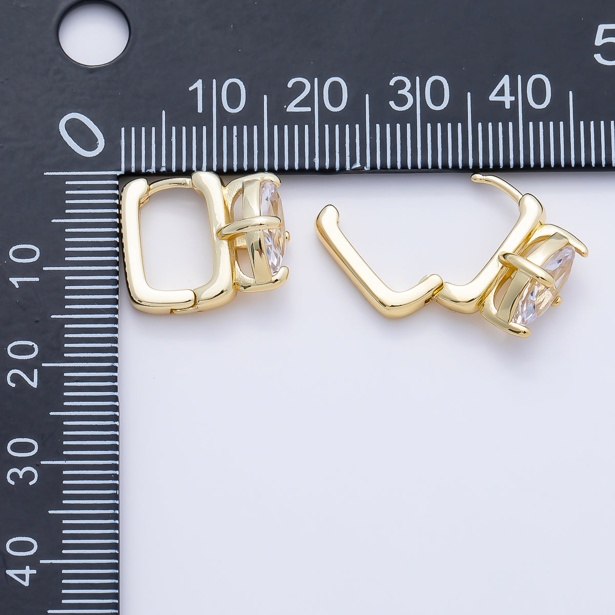 16K Gold Filled 15mm Clear Marquise Prong Rectangle Hoop in Gold & Silver | Earrings-00676 Earrings-00677