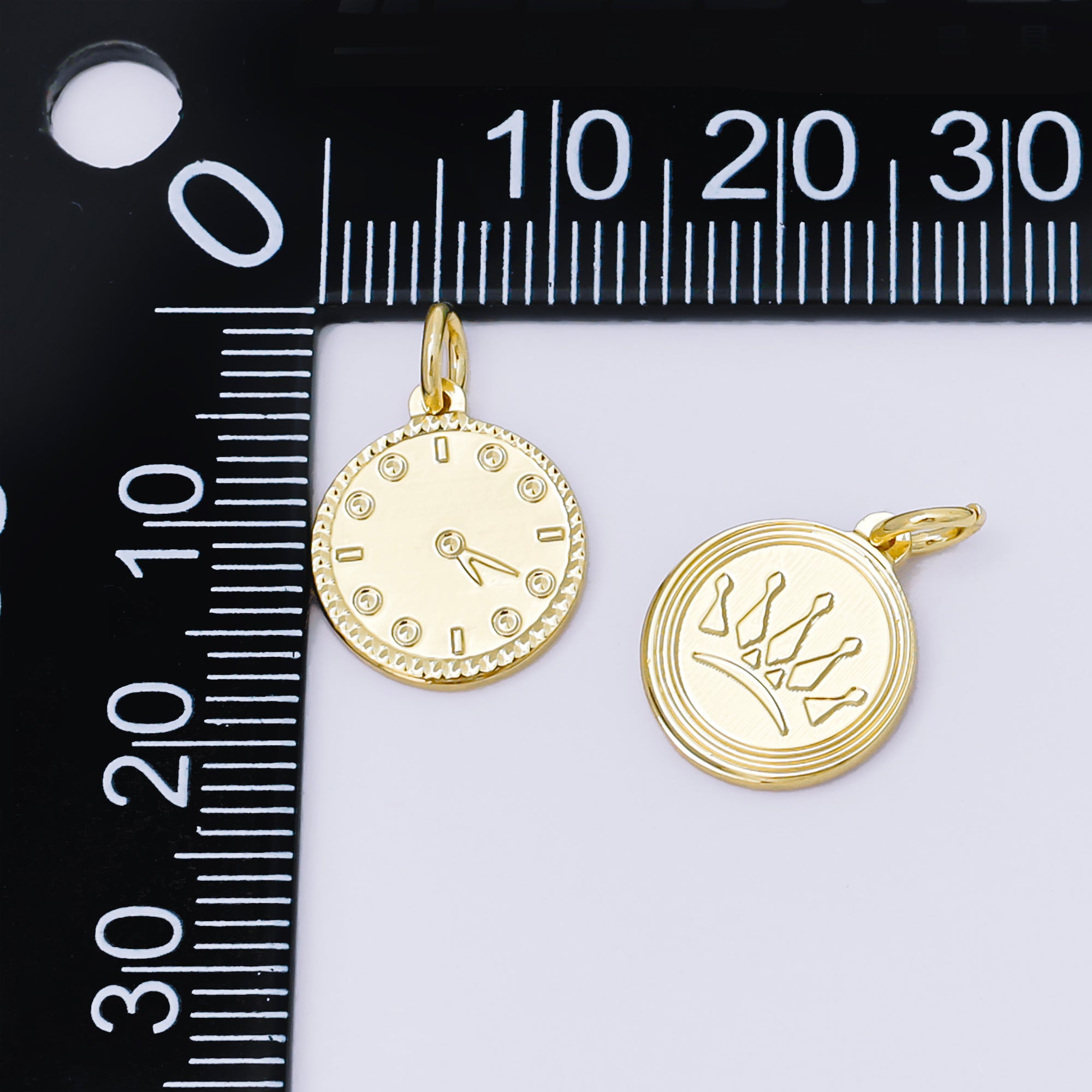 24K Gold Filled 14mm Flowers, Heart, Star Golden Coin Drop Charm | AF1529 ~ AF1531