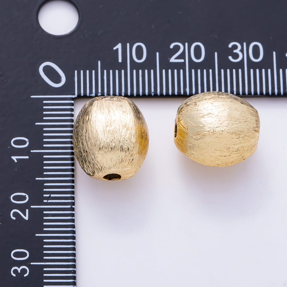 16K Gold Filled 14mm Wire Brushed Textured Horizontal Barrel Spacer Bead | Beads-00597