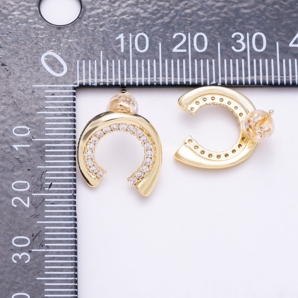 16K Gold Filled 14mm Horseshoe Curved Open U Shaped Hoop Earrings | Earrings-00829 - Earrings-00830