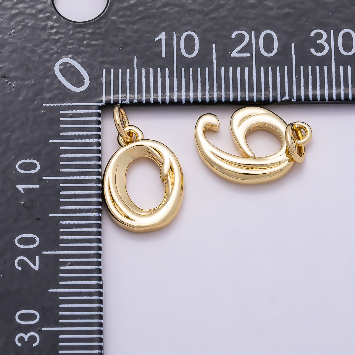 16K Gold Filled 14mm Minimalist Molten Number Numerology Charm | Charms-00878 ~ Charms-00887