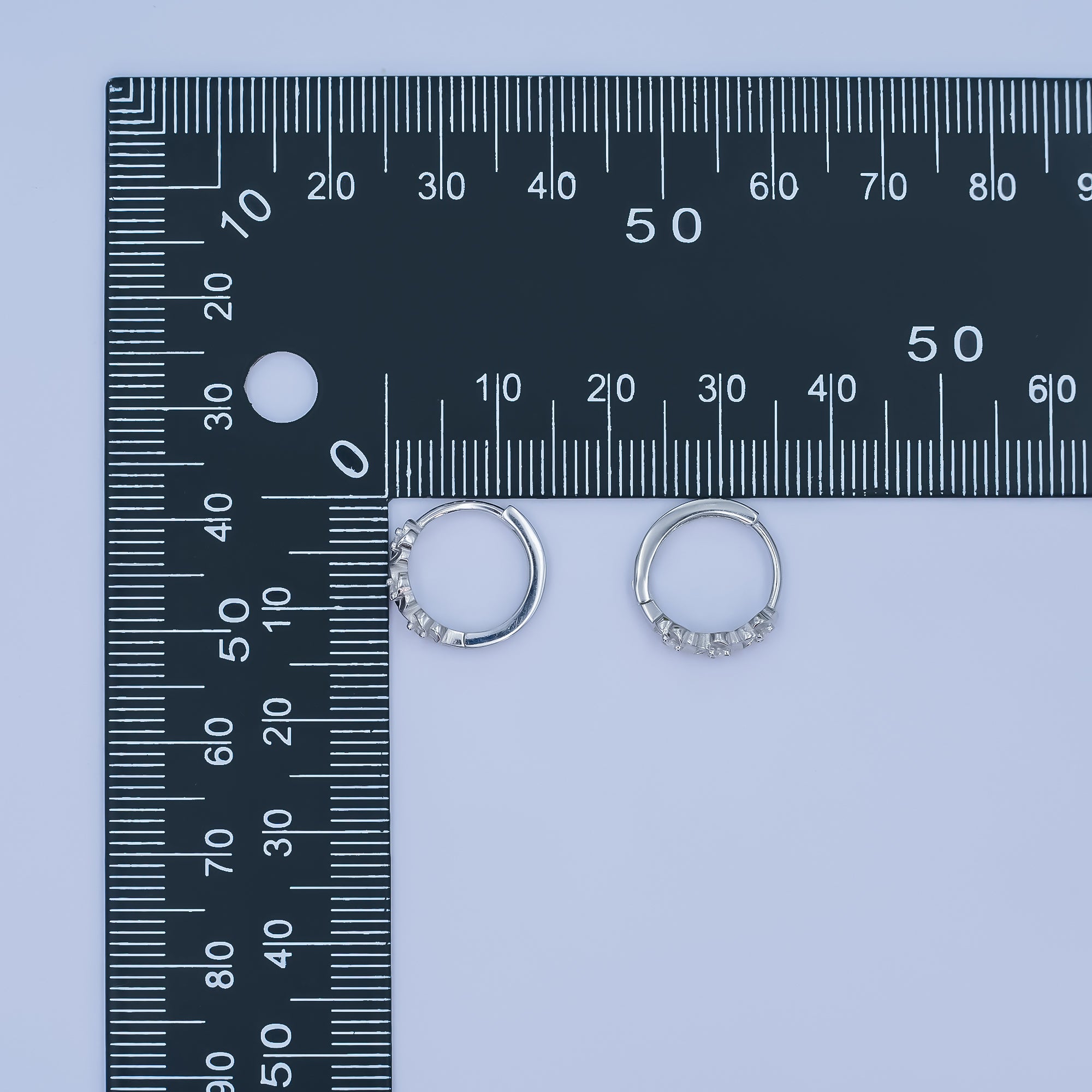 Sterling Silver S925 Triple Flower Huggies Hoop Earrings | SL-648