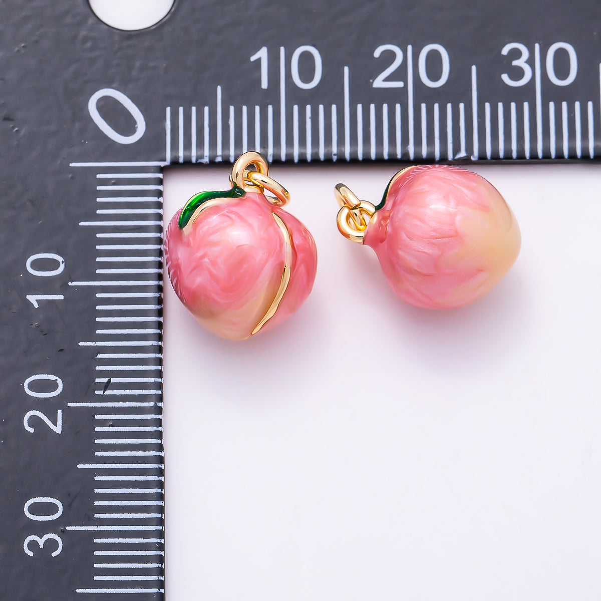 16K Gold Filled 14mm 3D Enamel Peach Fruit Charm | Charms-01932