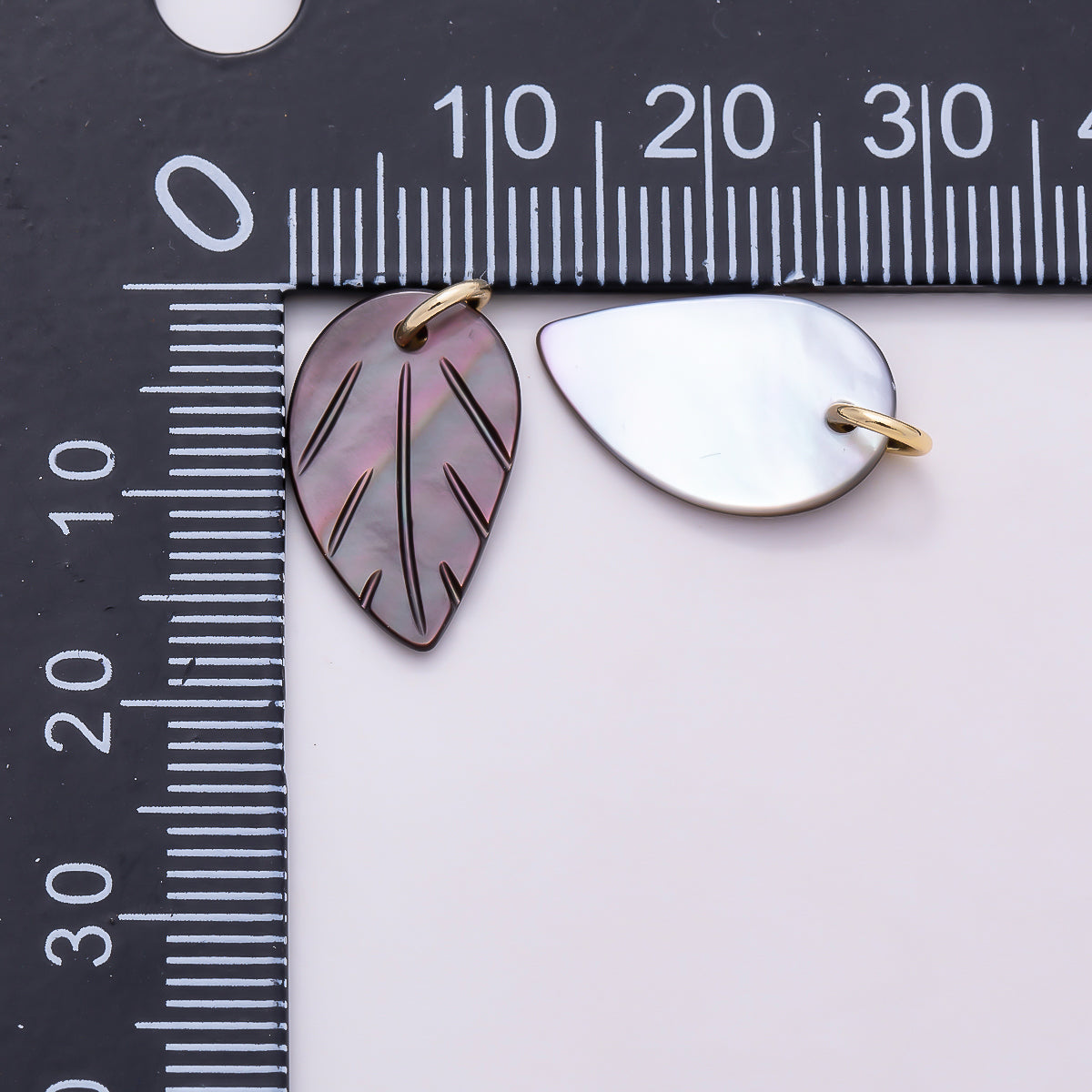 24K Gold Filled 14mm Abalone Gemstone Leaf Nature Mini Charm | AF567