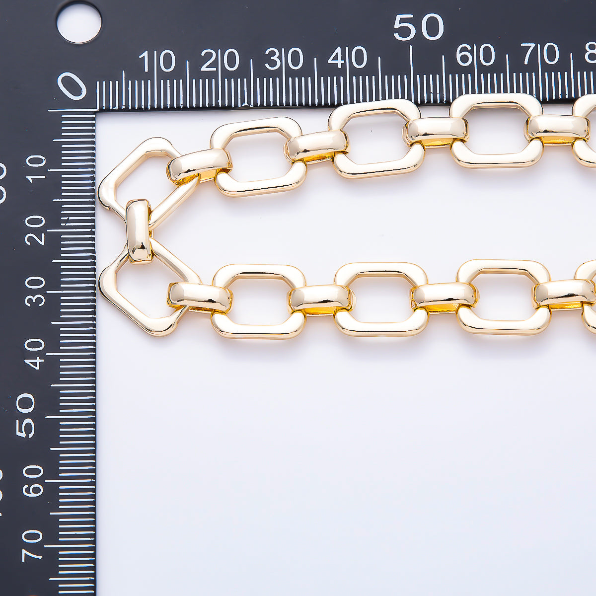 16K Gold Filled 14.5mm x 12mm Edged Minimalist Paperclip Unfinished Chain by Yard | Roll-01897