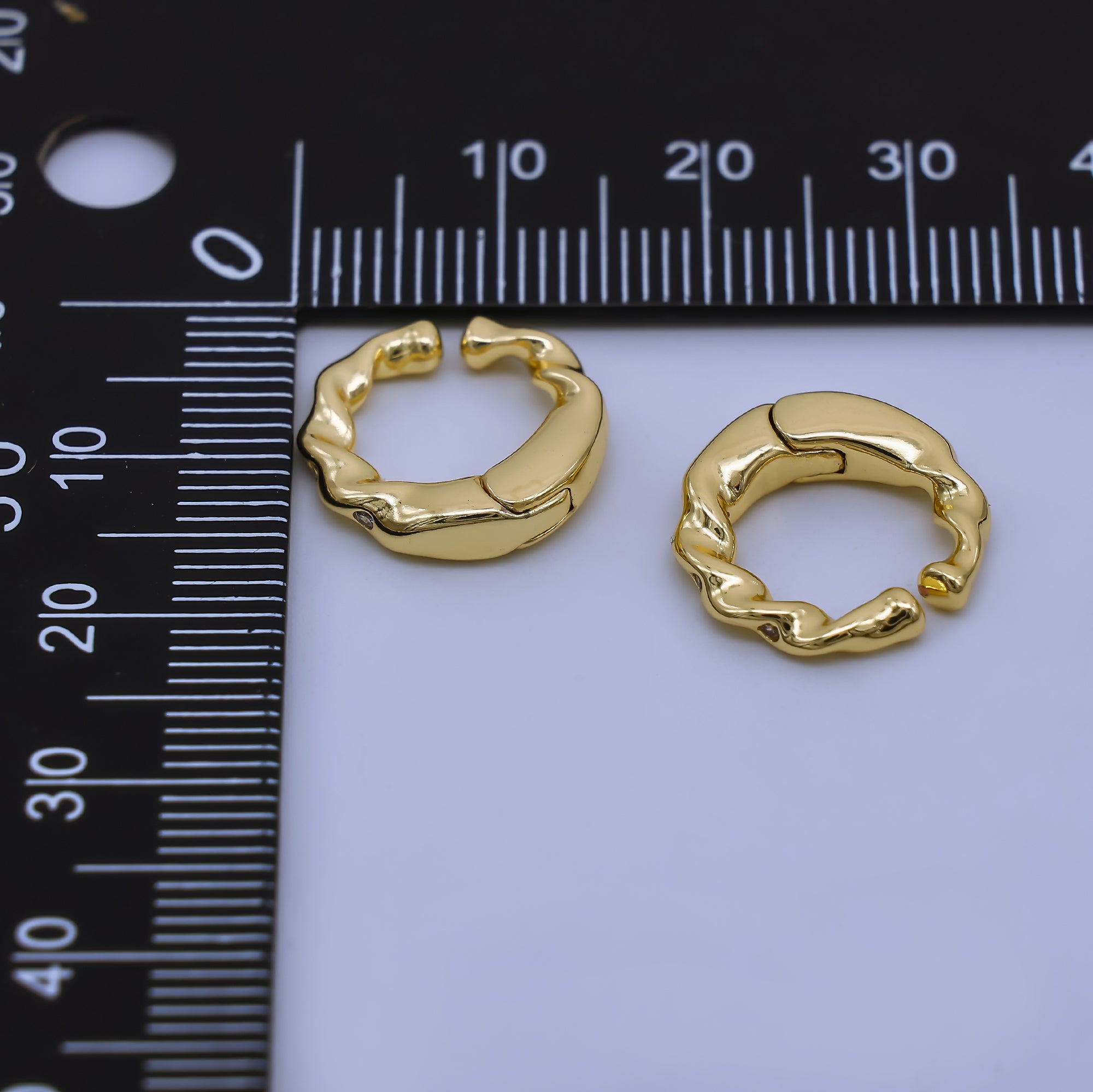 24K Gold Filled 14.5mm Molten Gold Hoop Earrings Modern Design | AI188