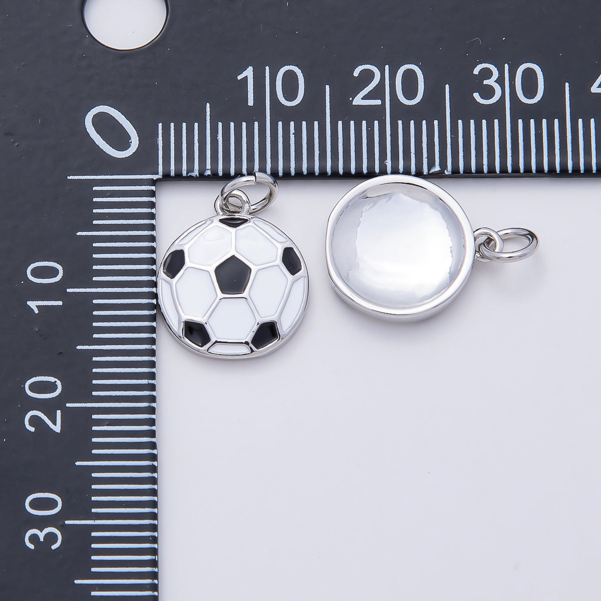 Silver Sports Soccer Football Enamel Charm | Charms-01111