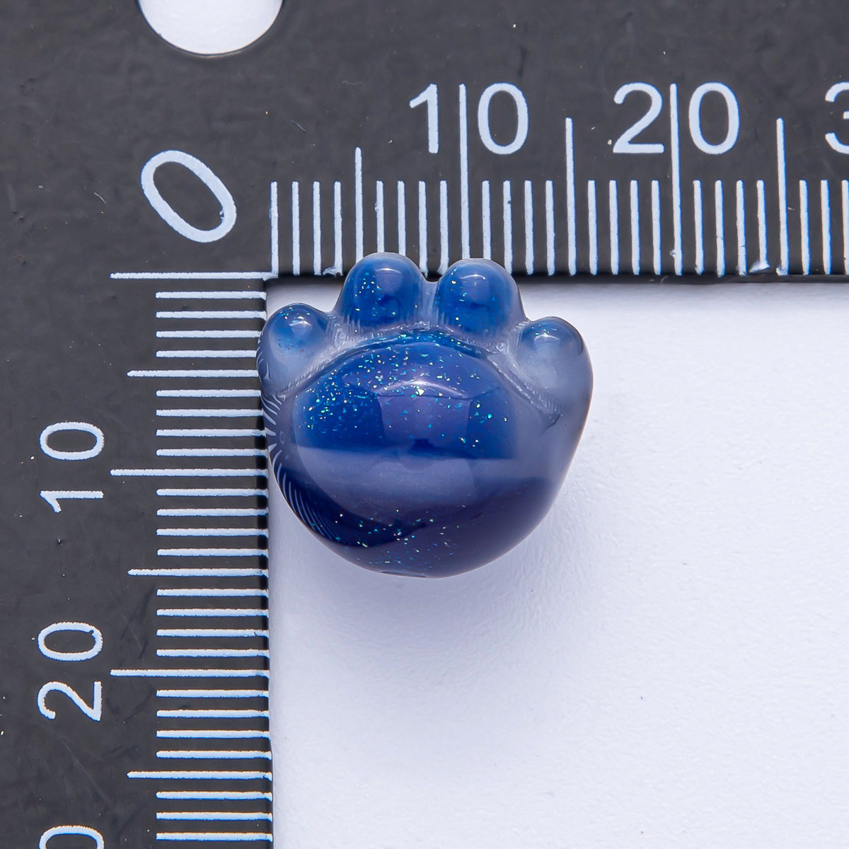 15mm Grey, Red, Blue, Green, Pink, White, Purple Glitter Resin Paw Print Pet Animal Bead | B653 - B657