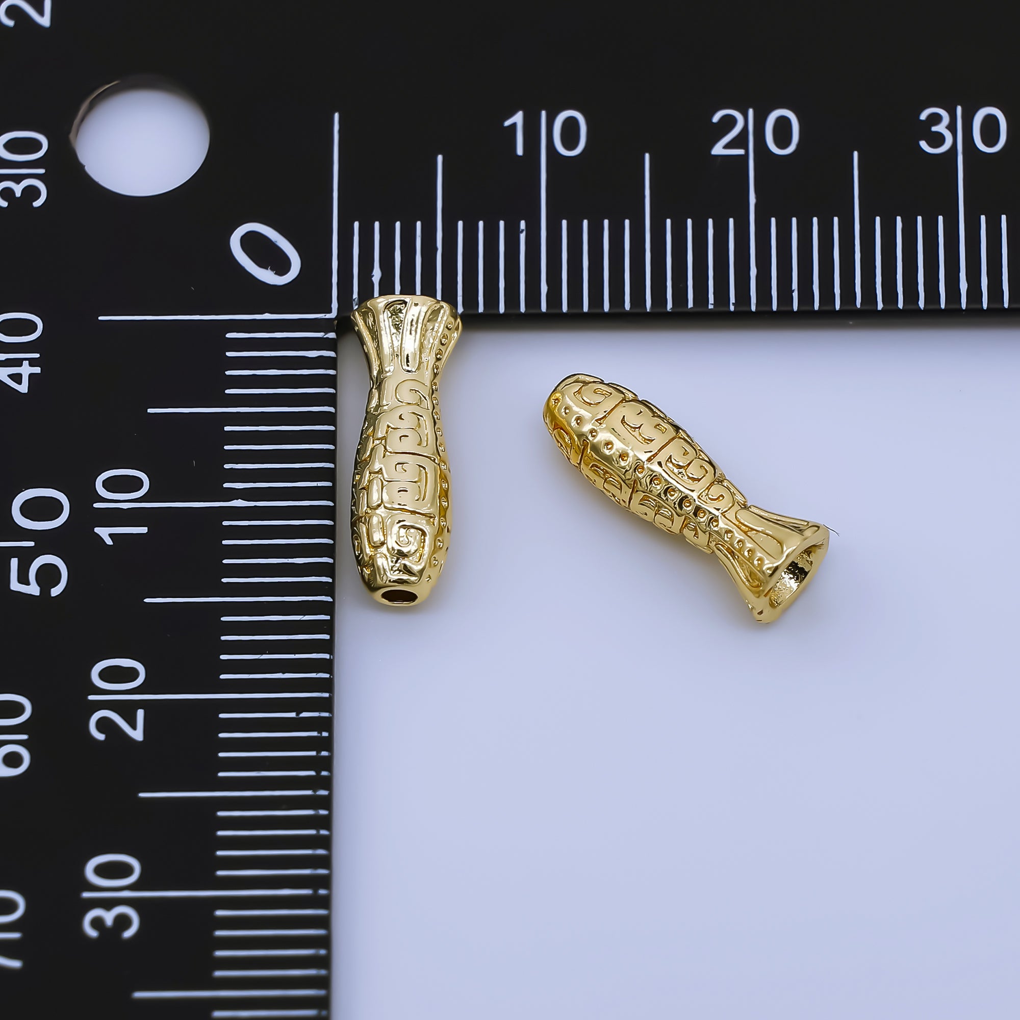 24K Gold Filled 5mm Textured Gold Bead Carved Tube Spacer | B494