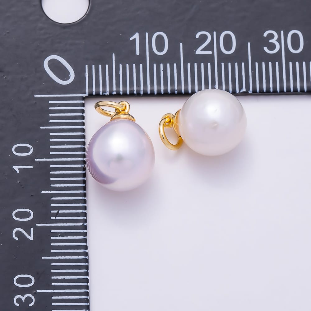 18K Gold Filled 14mm White Natural Freshwater Teardrop Pearl Charm | Charms-02224