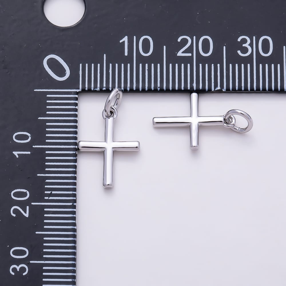 Silver 14mm Minimalist Religious Cross Charm | Charms-02261
