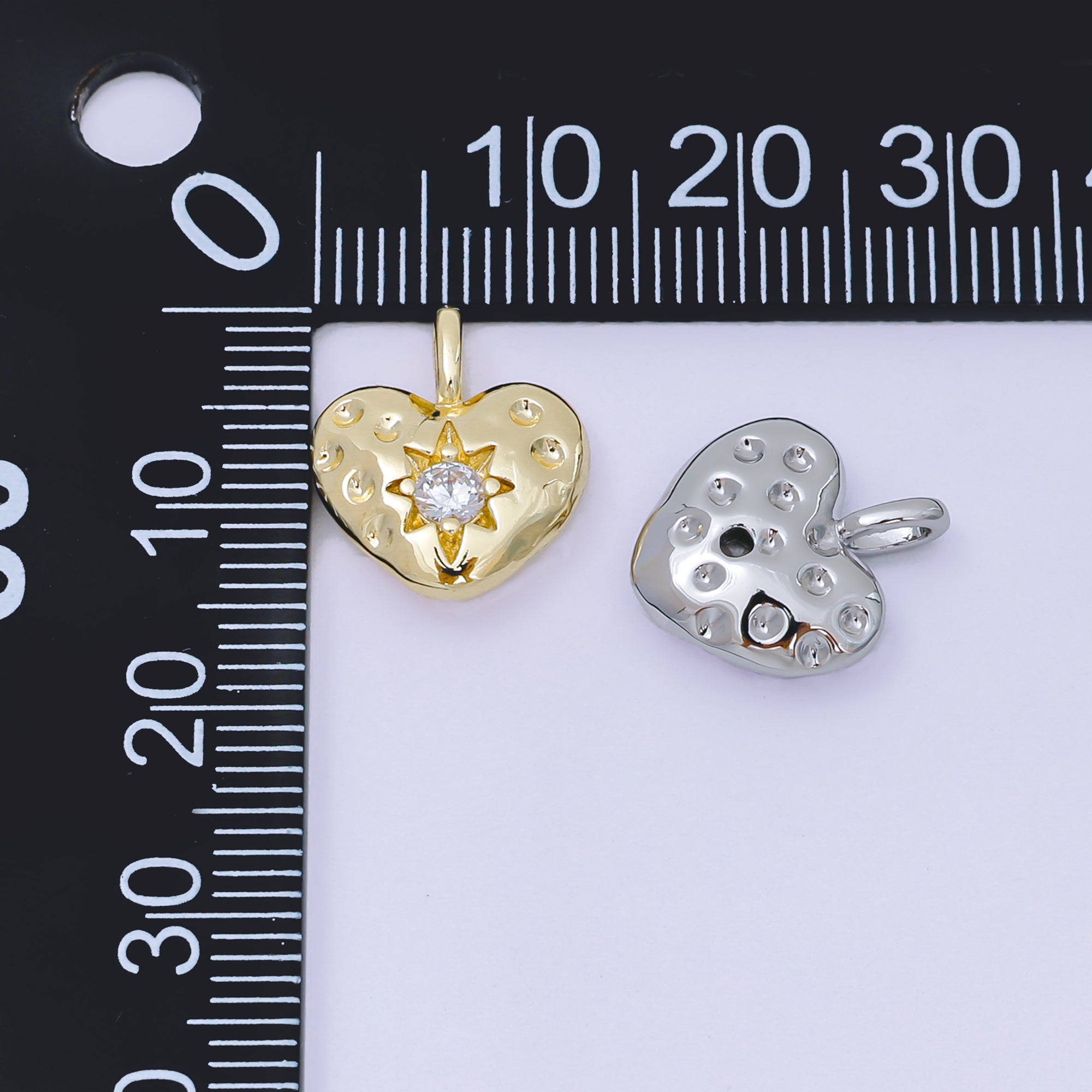 24K Gold Filled 15mm Clear CZ Star Chubby Heart Pendant in Gold & Silver | AH516