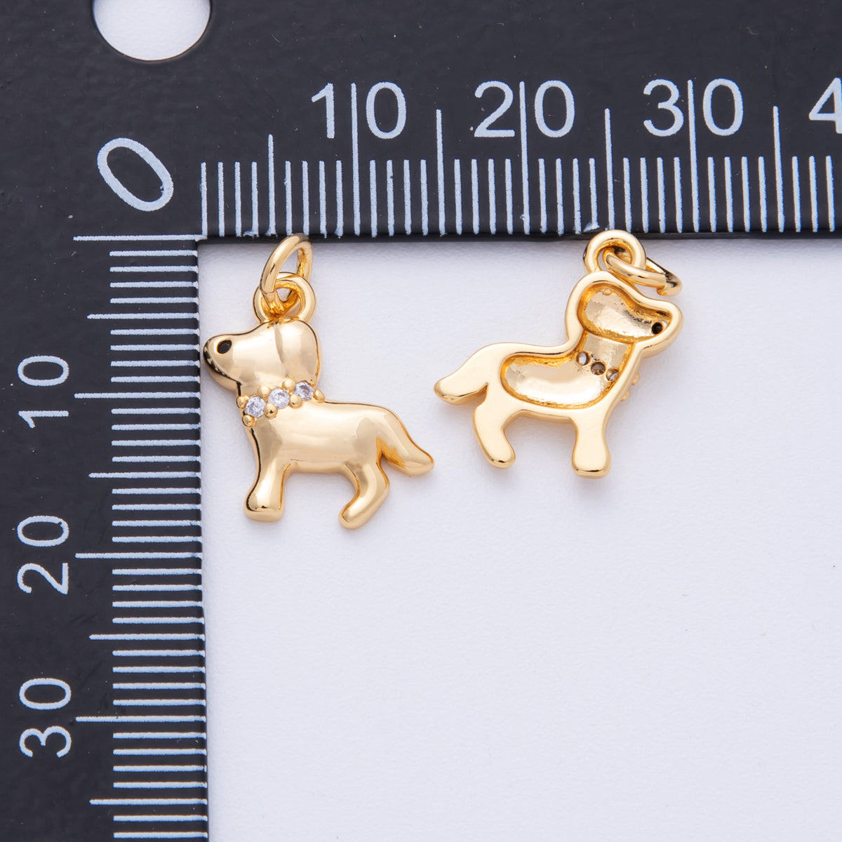 18K Gold Filled 15mm Micro Paved CZ Pet Puppy Dog Charm | Charms-00107