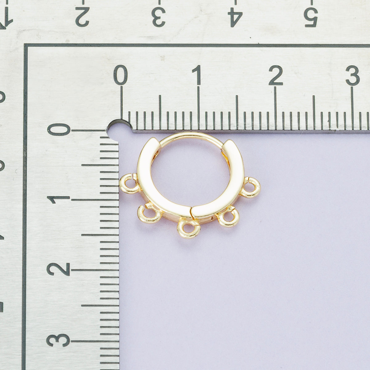 18K Gold Filled 15mm Minimalist Five Open Loop Drop Huggie Earring | Findings-00112